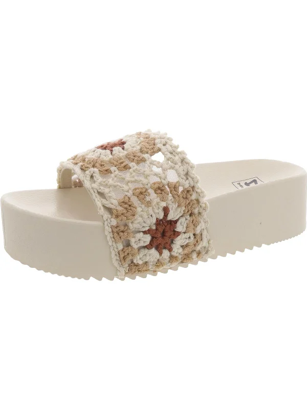 Womens Woven Slides Flatform Sandals