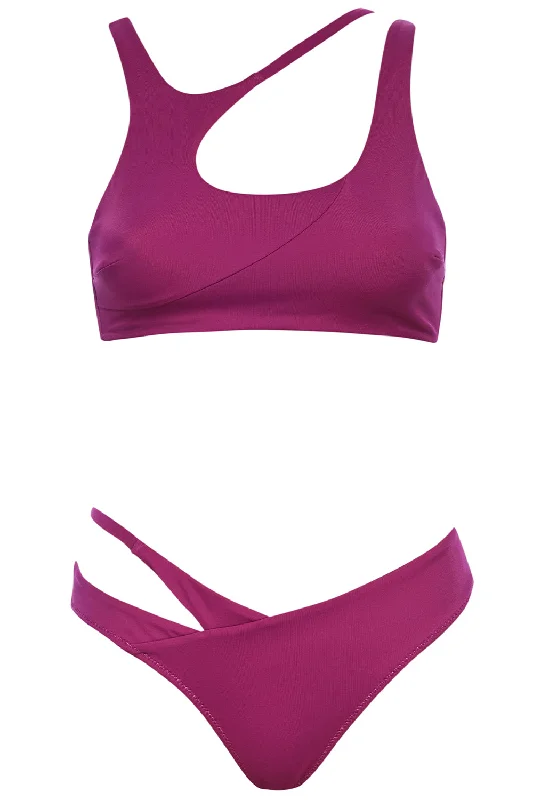 Asymmetric Bikini Burgundy Set