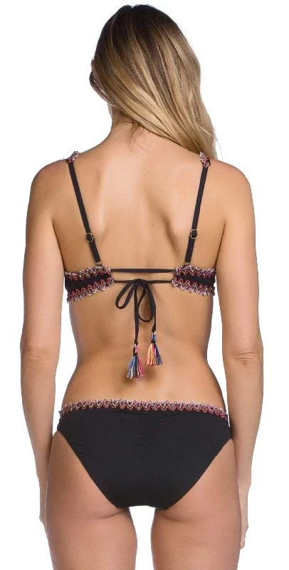 Becca Mardi Gras Crocheted Tie Side Ruched Bottom 514487-BLK