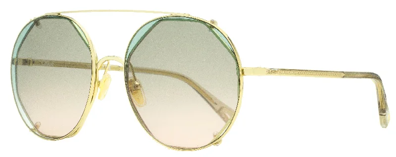 Chloe Women's Clip-on Sunglasses CH0041S 001 Gold/Clear 57mm