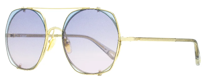 Chloe Women's Clip-on Sunglasses CH0042S 002 Gold/Clear 56mm