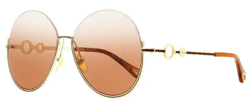 Chloe Women's Round Sunglasses CH0067S 002 Gold/Havana 61mm