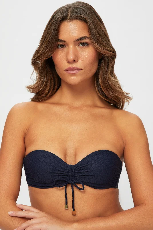 Black Ruched Bandeau Top