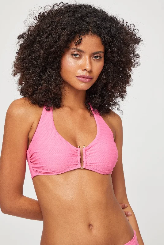 Magenta U-Bar Halterneck Top