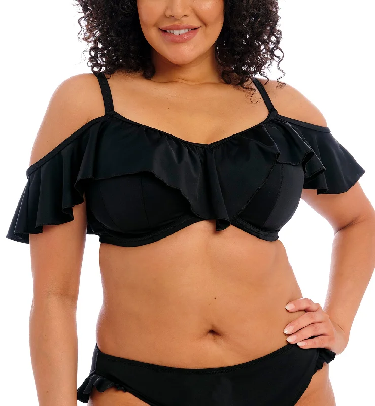 Elomi Plain Sailing Bardot Ruffle Underwire Bikini Top (ES7283) - Black