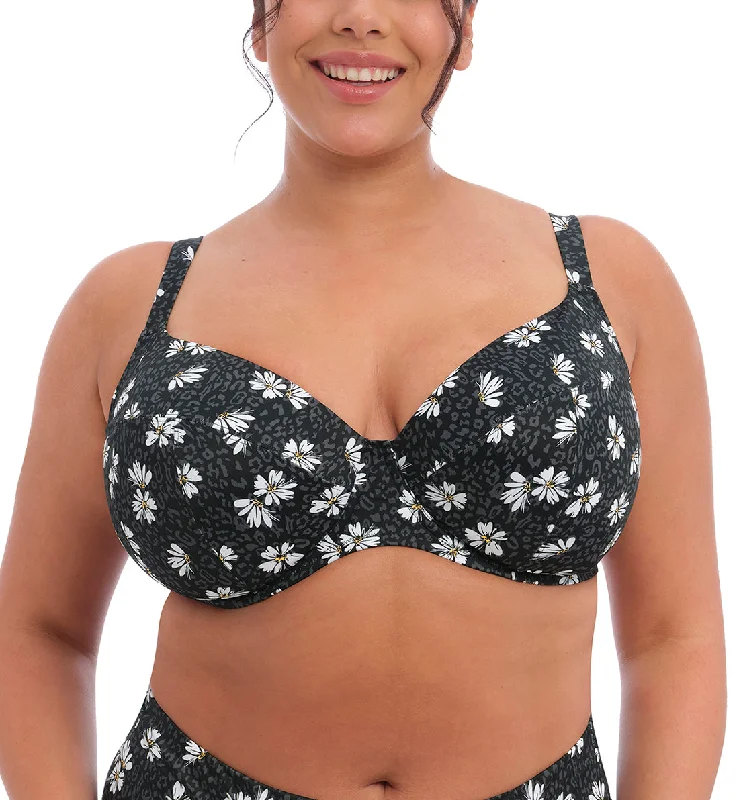 Elomi Plain Sailing Plunge Underwire Bikini Top (ES7274) - Black Daisy