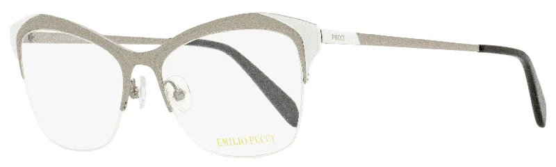 Emilio Pucci Women's Geometric Eyeglasses EP5074 008 Ruthenium/White/Black 53mm