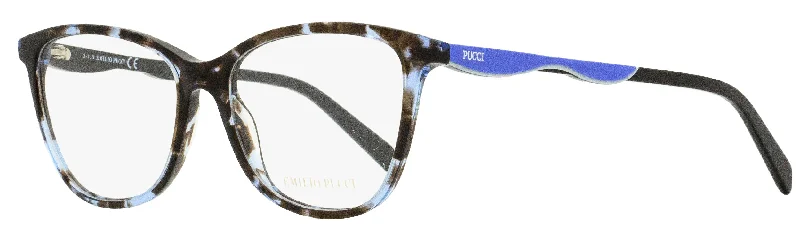 Emilio Pucci Women's Rectangular Eyeglasses EP5095 055 Blue Havana 54mm