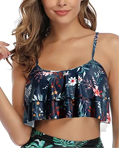 Flounce Ruffled Bikini Tops for Women Stylish Falbala Swimsuit Tank Tops