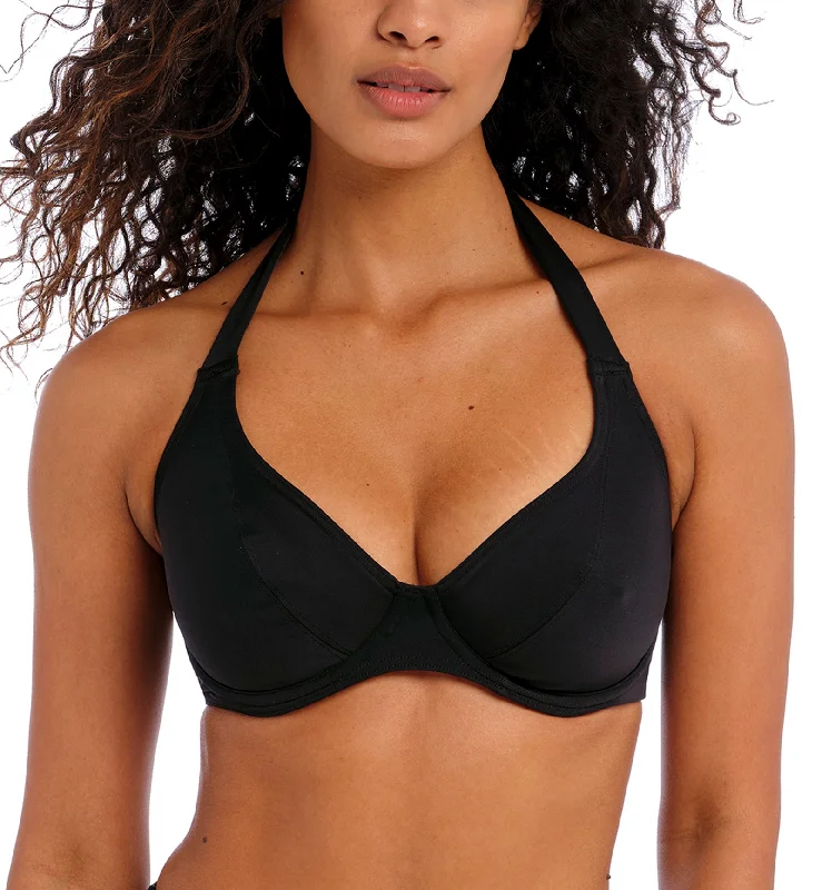 Freya Jewel Cove Banded Underwire Halter Bikini Top (7232) - Plain Black