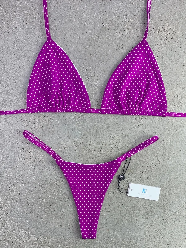 Fuchsia Polka Dot Bikini Top