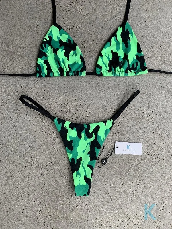 Green Camo Bikini Top