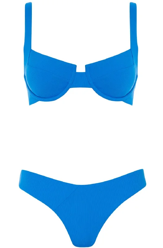 Laguna Bikini Blue Ribbed Set