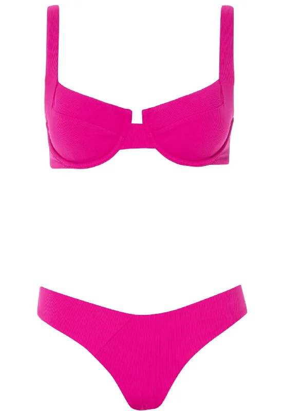 Laguna Bikini Magenta Ribbed Set