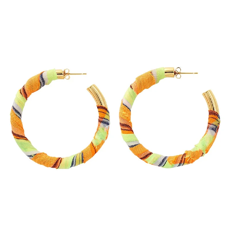 Montce x Logan Tay Large Hoops | Neon Plaid