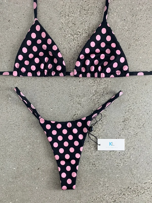 Pink Polka Dot Bikini Top