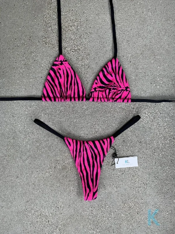 Pink Zebra Bikini Top