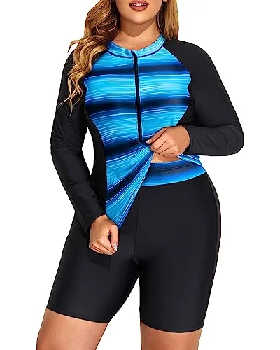 Plus Size Long Sleeve Rash Guard Swimsuits Upf 50