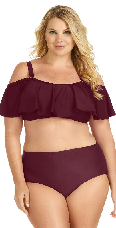 Raisins Curve Tortuga Flounce Top in Maroon Y840027-MAR