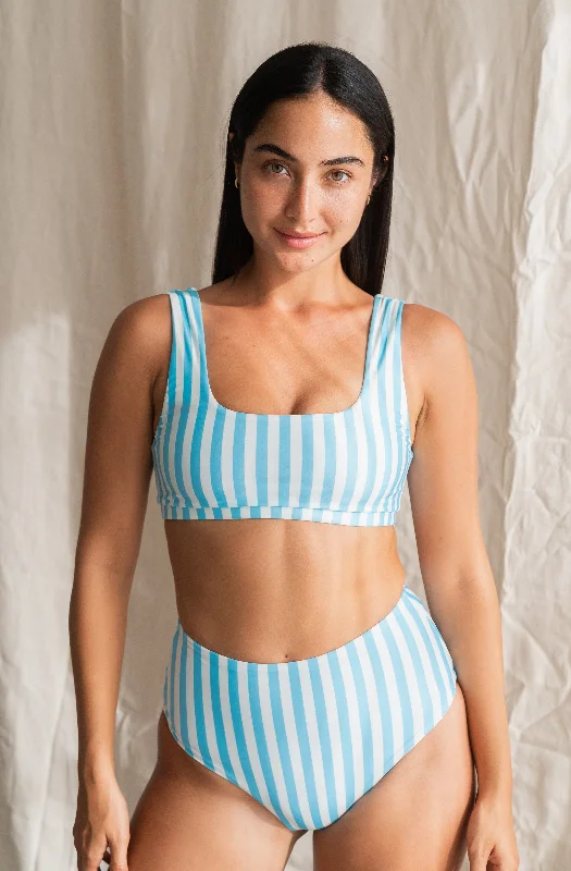 Jane Top Powder Blue Stripe Print