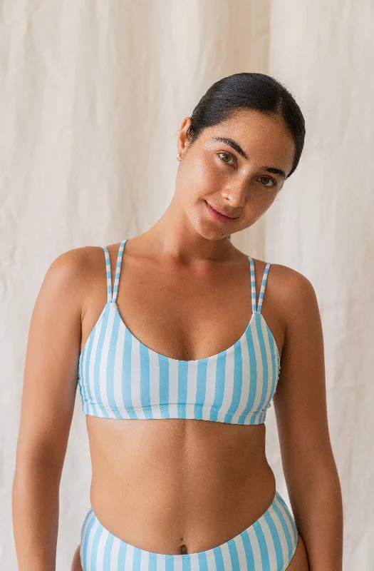 Topanga Top Powder Blue Stripe Print