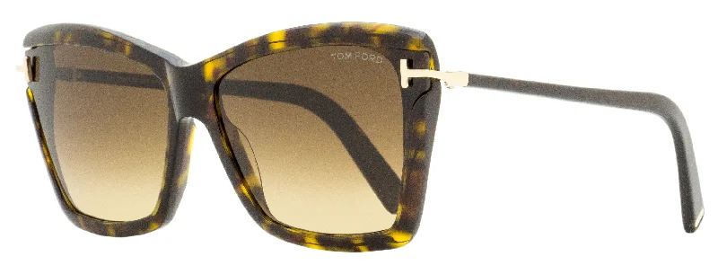 Tom Ford Women's Butterfly Sunglasses TF849 Leah 52F Dark Havana/Gold 64mm