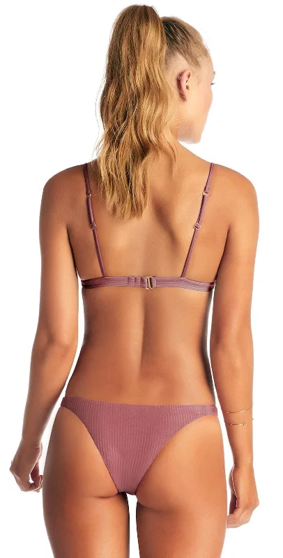 Vitamin A Carmen Ribbed Bikini Bottom in Dusty Rose