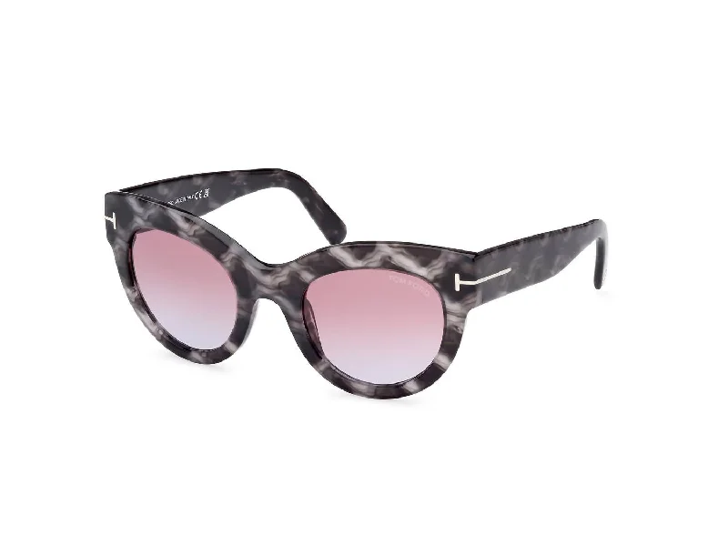 Women's Ft1063 Lucilla Sunglasses In Havana/other  / Gradient Or Mirror Violet