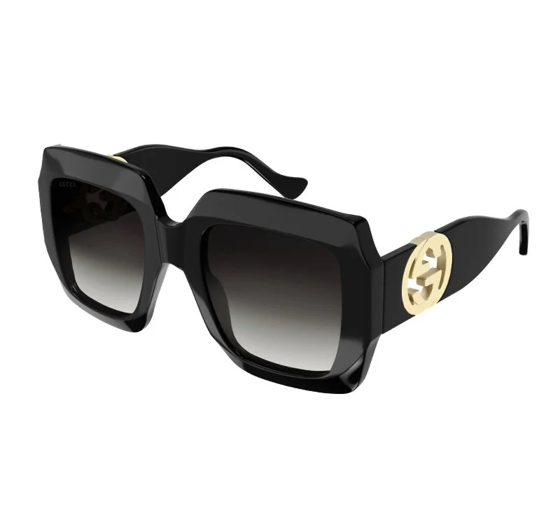 Women's Gg1022S Sunglasses In Shiny Black/grey Gradient