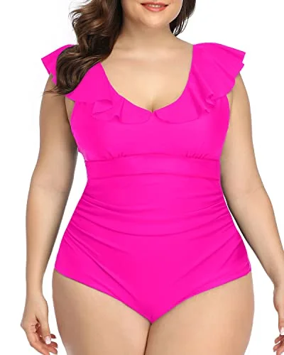 Perfectly Shaping Plus Size One Piece Swimsuits-Neon Pink