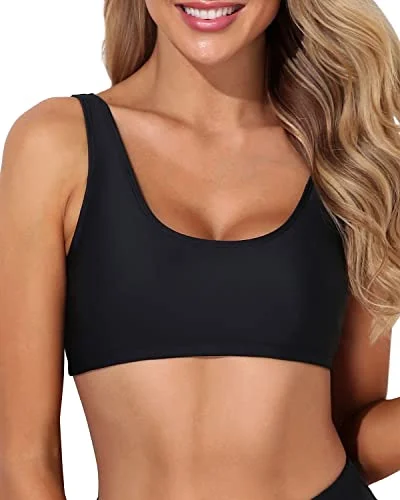 Push Up Tank Bikini Top For Teen Girls-Black