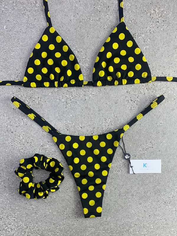 Yellow Polka Dot Bikini Top