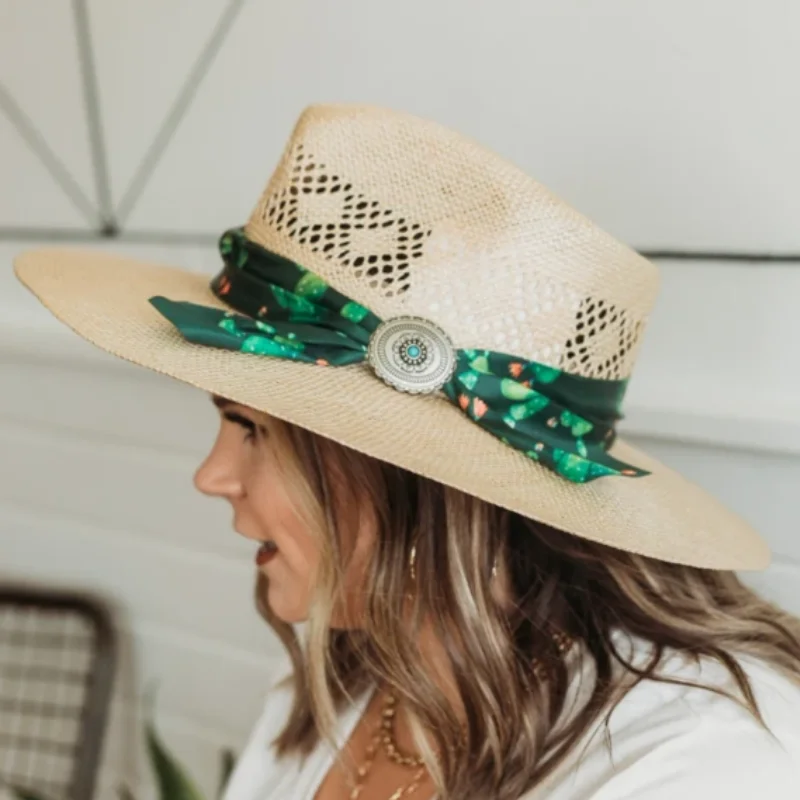 Charlie 1 Horse | Mojave Straw Hat with Cactus Band and Silver Concho