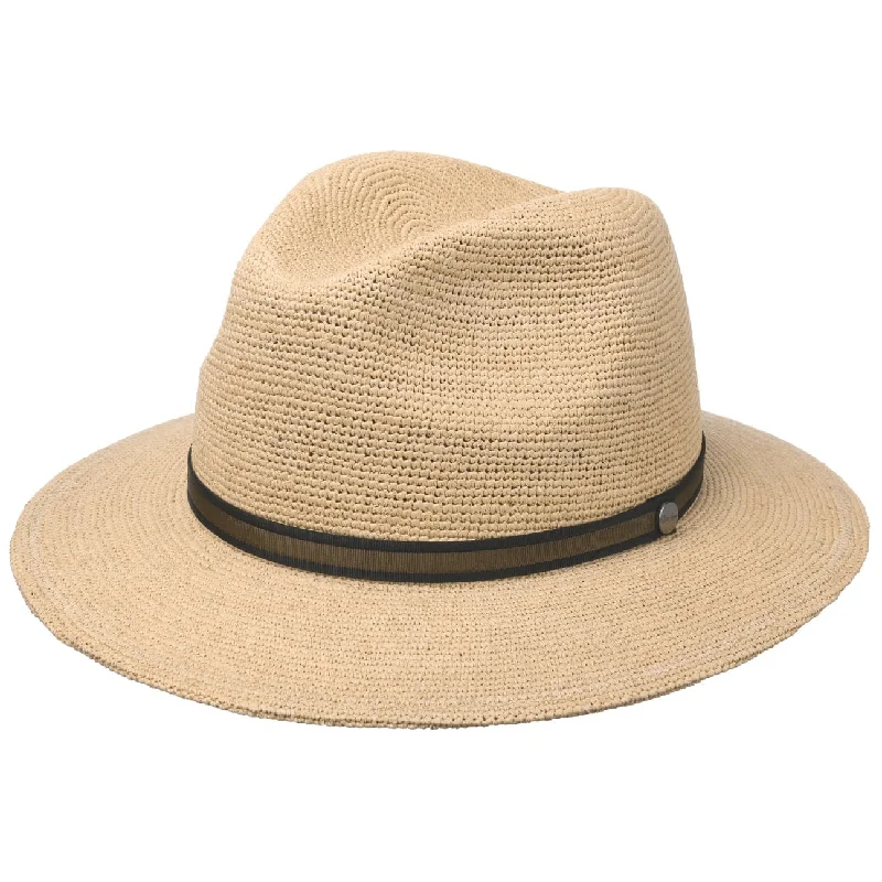 Packable Crochet Straw Hat by Borsalino