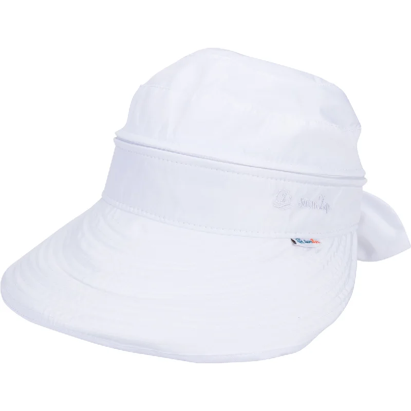 Women's Zip Off Adjustable Sun Visor + Sun Hat - White